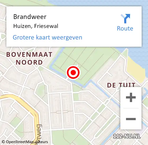 Locatie op kaart van de 112 melding: Brandweer Huizen, Friesewal op 21 augustus 2017 01:19