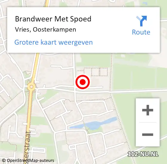 Locatie op kaart van de 112 melding: Brandweer Met Spoed Naar Vries, Oosterkampen op 30 januari 2014 08:46