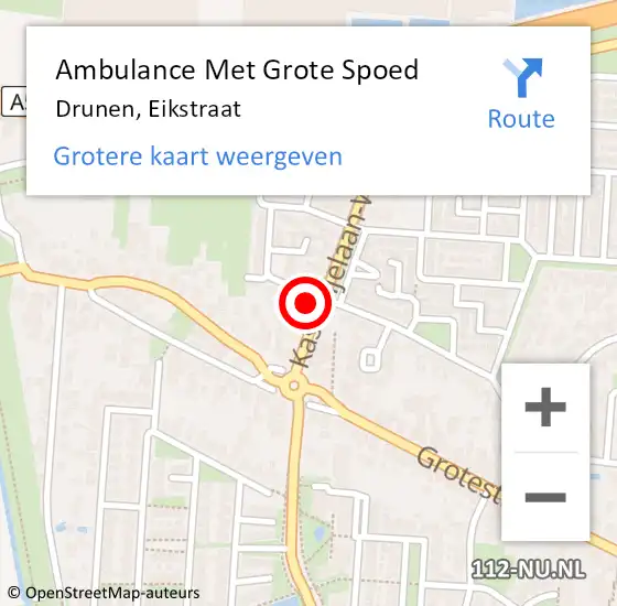 Locatie op kaart van de 112 melding: Ambulance Met Grote Spoed Naar Drunen, Eikstraat op 21 augustus 2017 09:30