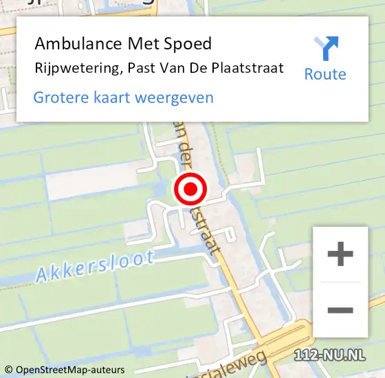 Locatie op kaart van de 112 melding: Ambulance Met Spoed Naar Rijpwetering, Past Van De Plaatstraat op 21 augustus 2017 09:42