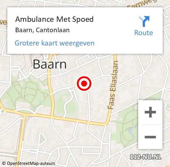 Locatie op kaart van de 112 melding: Ambulance Met Spoed Naar Baarn, Cantonlaan op 21 augustus 2017 14:11