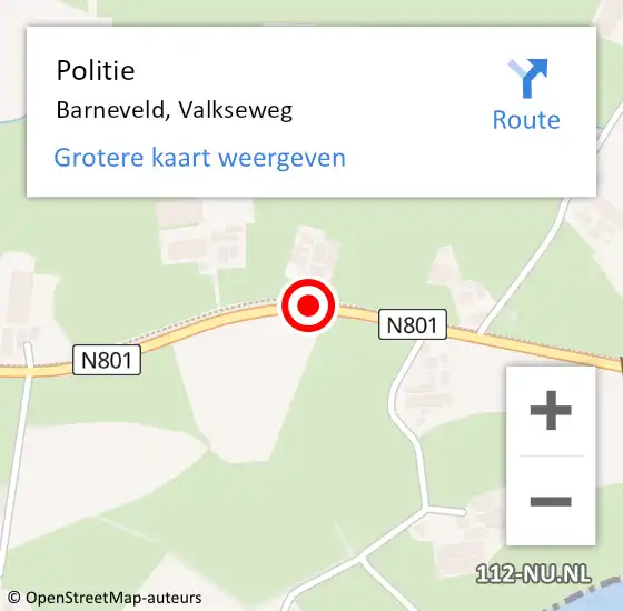 Locatie op kaart van de 112 melding: Politie Barneveld, Valkseweg op 21 augustus 2017 14:23