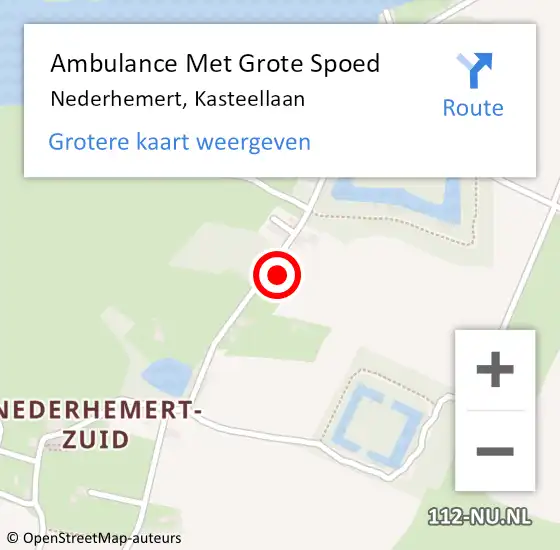 Locatie op kaart van de 112 melding: Ambulance Met Grote Spoed Naar Nederhemert, Kasteellaan op 21 augustus 2017 15:10