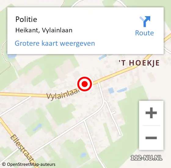 Locatie op kaart van de 112 melding: Politie Heikant, Vylainlaan op 21 augustus 2017 15:29