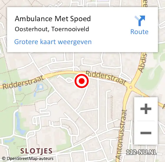 Locatie op kaart van de 112 melding: Ambulance Met Spoed Naar Oosterhout, Toernooiveld op 21 augustus 2017 16:33
