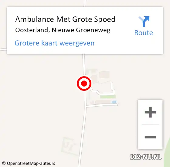 Locatie op kaart van de 112 melding: Ambulance Met Grote Spoed Naar Oosterland, Nieuwe Groeneweg op 21 augustus 2017 17:33
