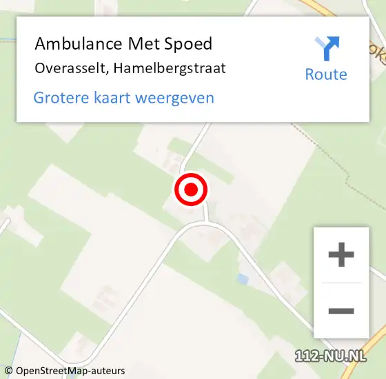 Locatie op kaart van de 112 melding: Ambulance Met Spoed Naar Overasselt, Hamelbergstraat op 21 augustus 2017 18:03