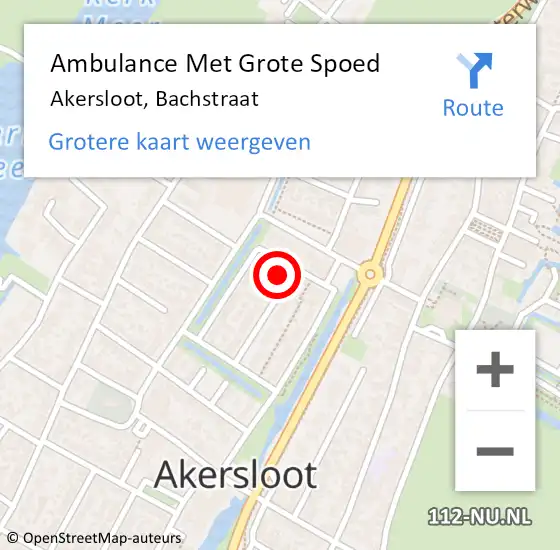 Locatie op kaart van de 112 melding: Ambulance Met Grote Spoed Naar Akersloot, Bachstraat op 21 augustus 2017 18:15