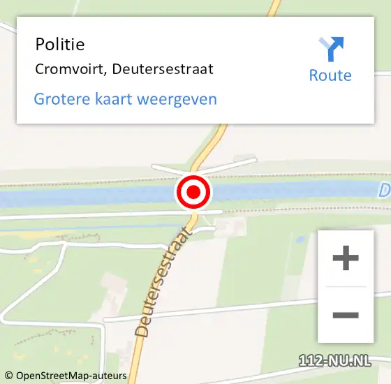 Locatie op kaart van de 112 melding: Politie Cromvoirt, Deutersestraat op 21 augustus 2017 18:23