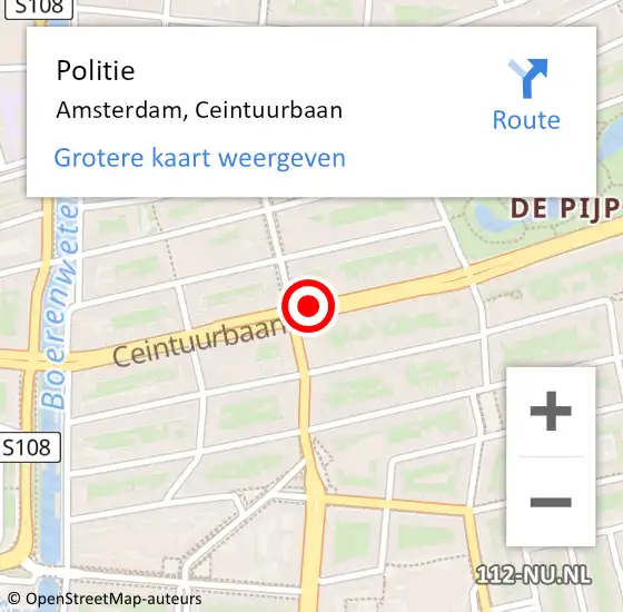 Locatie op kaart van de 112 melding: Politie Amsterdam, Ceintuurbaan op 21 augustus 2017 18:55