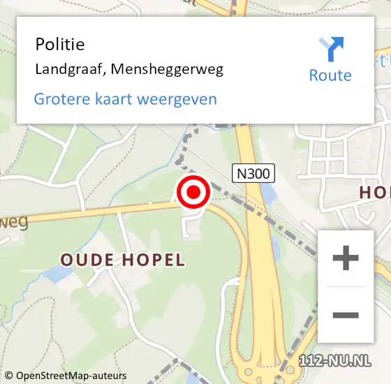 Locatie op kaart van de 112 melding: Politie Landgraaf, Mensheggerweg op 21 augustus 2017 19:49