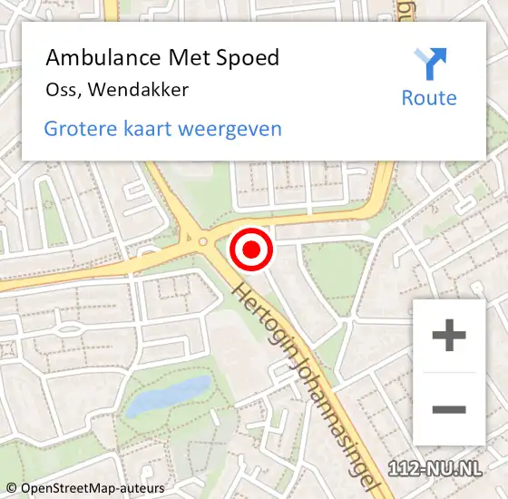 Locatie op kaart van de 112 melding: Ambulance Met Spoed Naar Oss, Wendakker op 21 augustus 2017 21:24