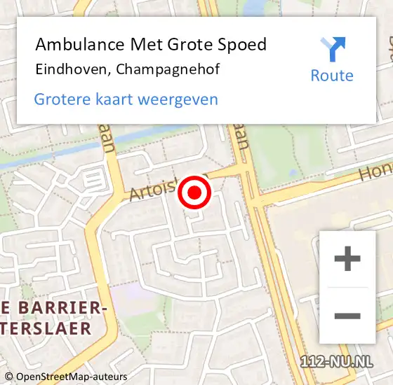 Locatie op kaart van de 112 melding: Ambulance Met Grote Spoed Naar Eindhoven, Champagnehof op 21 augustus 2017 21:25
