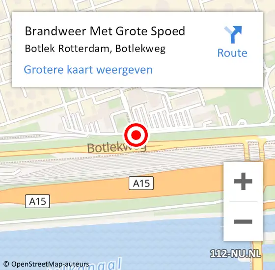 Locatie op kaart van de 112 melding: Brandweer Met Grote Spoed Naar Botlek Rotterdam, Botlekweg op 21 augustus 2017 21:25