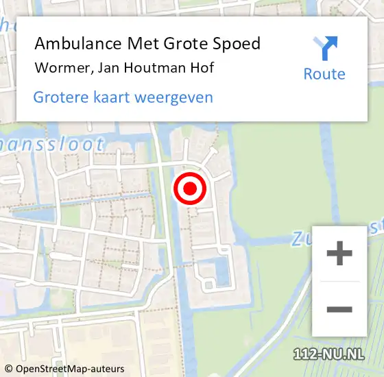Locatie op kaart van de 112 melding: Ambulance Met Grote Spoed Naar Wormer, Jan Houtman Hof op 21 augustus 2017 21:33