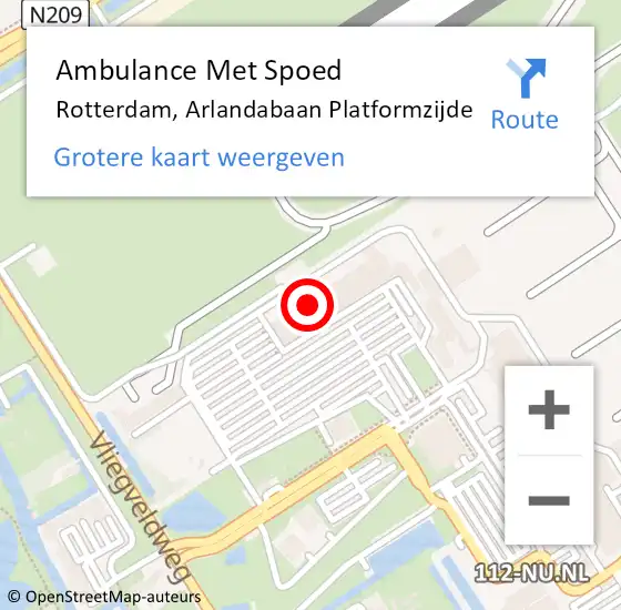 Locatie op kaart van de 112 melding: Ambulance Met Spoed Naar Rotterdam, Arlandabaan Platformzijde op 21 augustus 2017 21:48