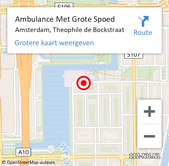 Locatie op kaart van de 112 melding: Ambulance Met Grote Spoed Naar Amsterdam, Theophile de Bockstraat op 21 augustus 2017 21:48