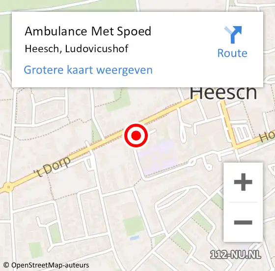 Locatie op kaart van de 112 melding: Ambulance Met Spoed Naar Heesch, Ludovicushof op 22 augustus 2017 00:17