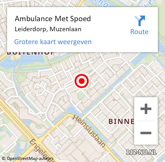 Locatie op kaart van de 112 melding: Ambulance Met Spoed Naar Leiderdorp, Muzenlaan op 22 augustus 2017 01:33