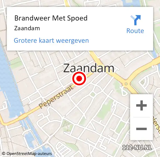 Locatie op kaart van de 112 melding: Brandweer Met Spoed Naar Zaandam op 22 augustus 2017 08:33