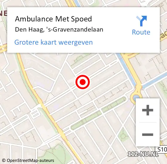 Locatie op kaart van de 112 melding: Ambulance Met Spoed Naar Den Haag, 's-Gravenzandelaan op 22 augustus 2017 10:35