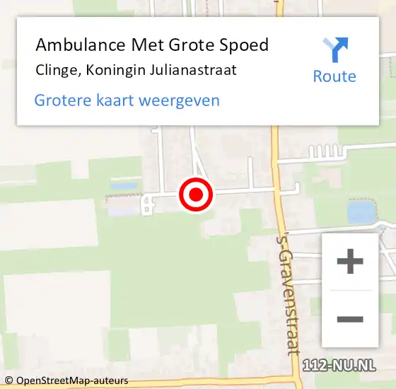Locatie op kaart van de 112 melding: Ambulance Met Grote Spoed Naar Clinge, Koningin Julianastraat op 22 augustus 2017 10:41