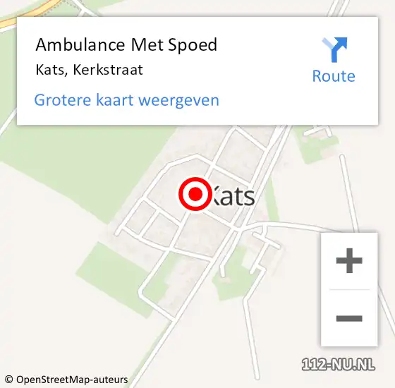 Locatie op kaart van de 112 melding: Ambulance Met Spoed Naar Kats, Kerkstraat op 22 augustus 2017 11:53