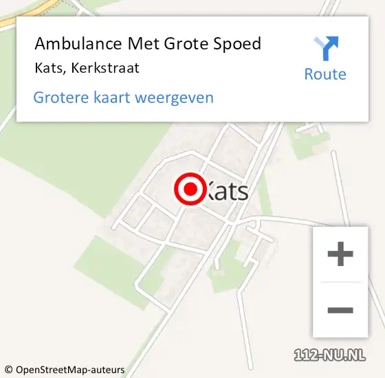 Locatie op kaart van de 112 melding: Ambulance Met Grote Spoed Naar Kats, Kerkstraat op 22 augustus 2017 11:55
