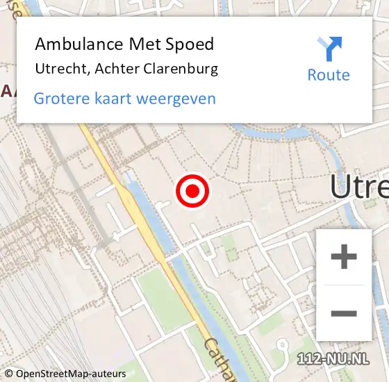 Locatie op kaart van de 112 melding: Ambulance Met Spoed Naar Utrecht, Achter Clarenburg op 22 augustus 2017 12:00