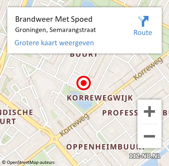 Locatie op kaart van de 112 melding: Brandweer Met Spoed Naar Groningen, Semarangstraat op 22 augustus 2017 15:10