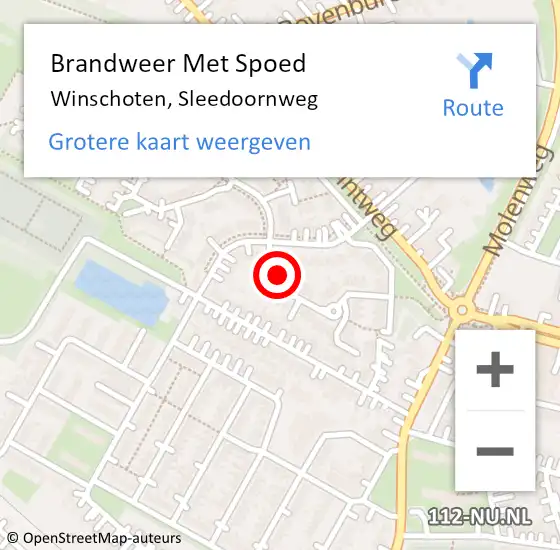 Locatie op kaart van de 112 melding: Brandweer Met Spoed Naar Winschoten, Sleedoornweg op 22 augustus 2017 16:25