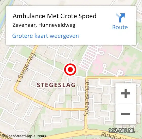 Locatie op kaart van de 112 melding: Ambulance Met Grote Spoed Naar Zevenaar, Hunneveldweg op 22 augustus 2017 19:31
