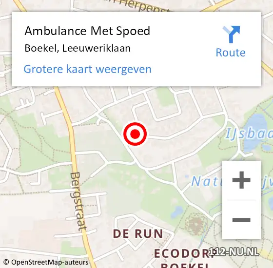 Locatie op kaart van de 112 melding: Ambulance Met Spoed Naar Boekel, Leeuweriklaan op 22 augustus 2017 20:20