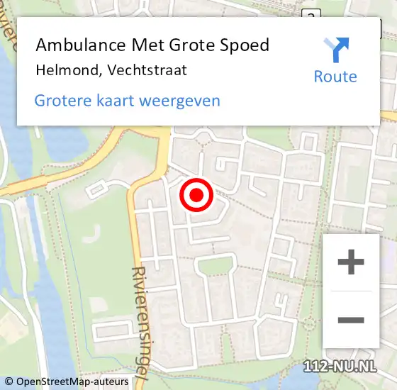 Locatie op kaart van de 112 melding: Ambulance Met Grote Spoed Naar Helmond, Vechtstraat op 22 augustus 2017 21:51