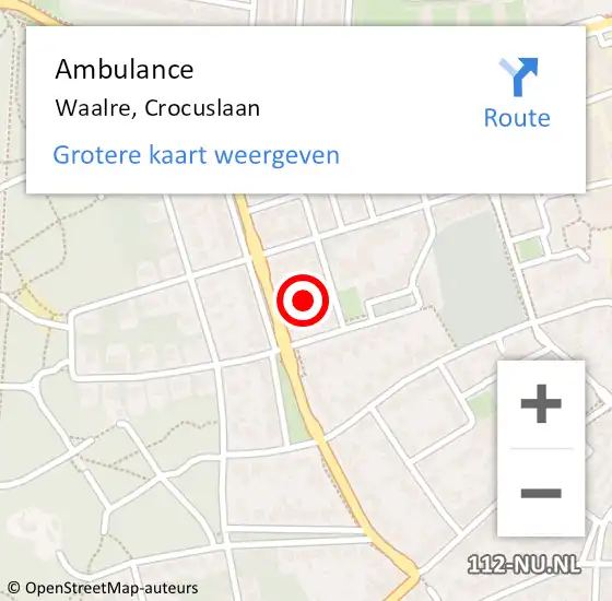 Locatie op kaart van de 112 melding: Ambulance Waalre, Crocuslaan op 23 augustus 2017 13:16