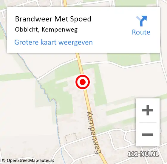 Locatie op kaart van de 112 melding: Brandweer Met Spoed Naar Obbicht, Kempenweg op 23 augustus 2017 15:35