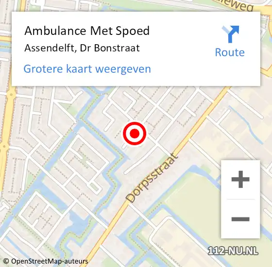 Locatie op kaart van de 112 melding: Ambulance Met Spoed Naar Assendelft, Dr Bonstraat op 23 augustus 2017 17:26