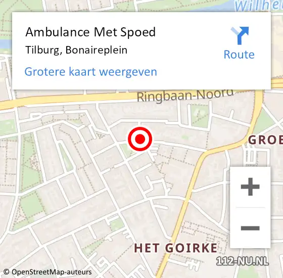 Locatie op kaart van de 112 melding: Ambulance Met Spoed Naar Tilburg, Bonaireplein op 23 augustus 2017 18:14