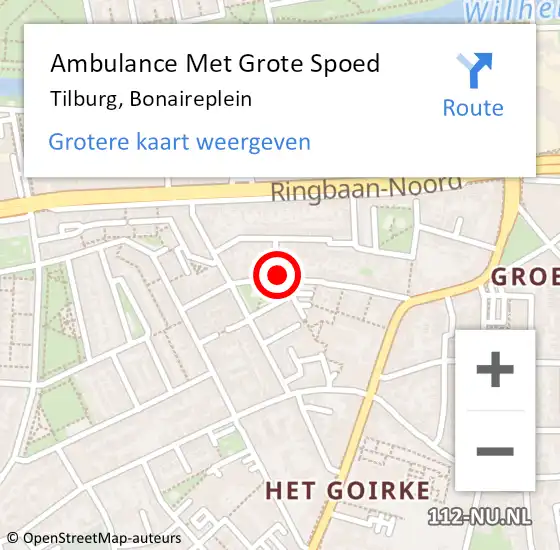Locatie op kaart van de 112 melding: Ambulance Met Grote Spoed Naar Tilburg, Bonaireplein op 23 augustus 2017 18:15