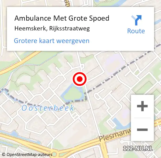 Locatie op kaart van de 112 melding: Ambulance Met Grote Spoed Naar Heemskerk, Rijksstraatweg op 23 augustus 2017 18:30