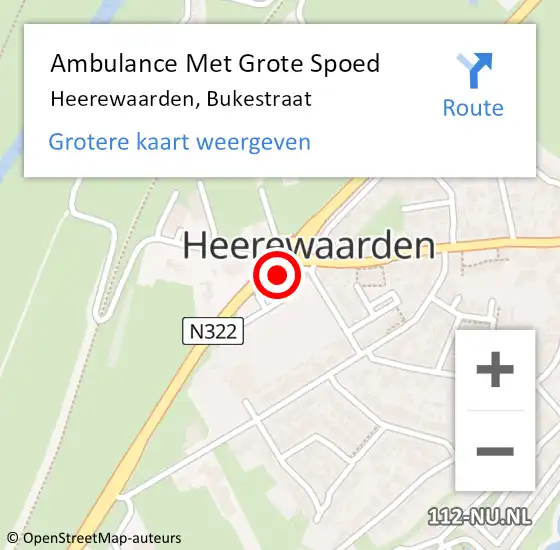 Locatie op kaart van de 112 melding: Ambulance Met Grote Spoed Naar Heerewaarden, Bukestraat op 23 augustus 2017 20:30