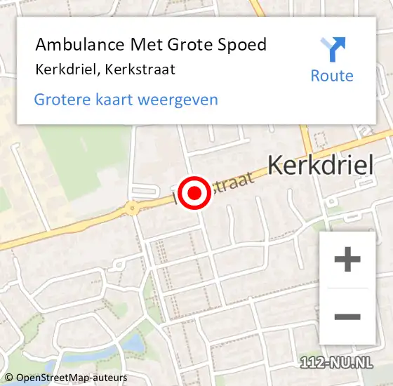 Locatie op kaart van de 112 melding: Ambulance Met Grote Spoed Naar Kerkdriel, Kerkstraat op 24 augustus 2017 11:25