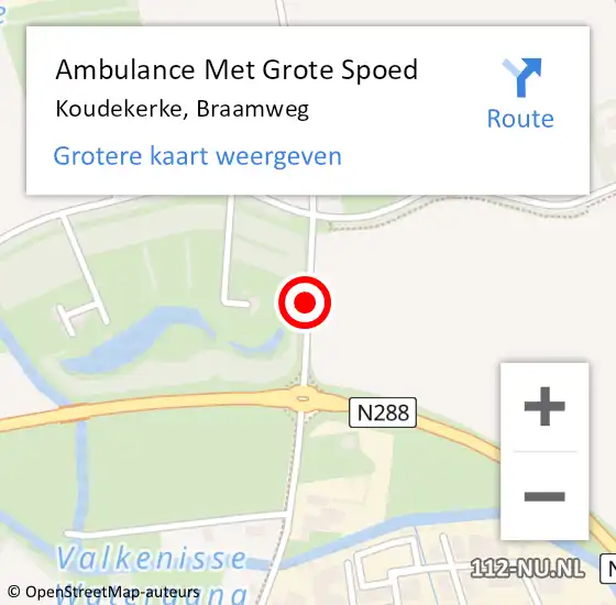 Locatie op kaart van de 112 melding: Ambulance Met Grote Spoed Naar Koudekerke, Braamweg op 24 augustus 2017 11:52