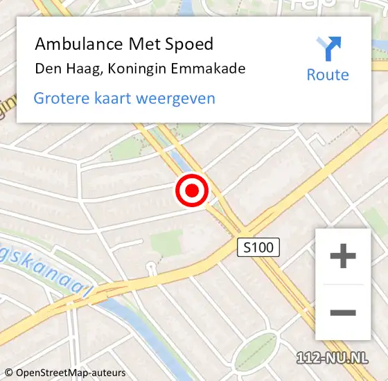 Locatie op kaart van de 112 melding: Ambulance Met Spoed Naar Den Haag, Koningin Emmakade op 24 augustus 2017 11:55