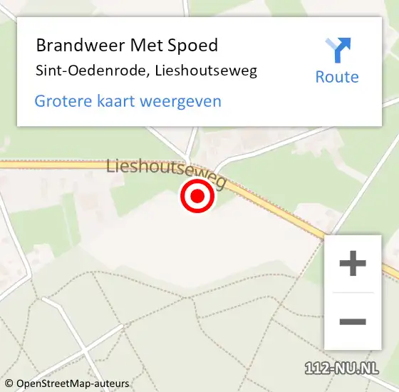 Locatie op kaart van de 112 melding: Brandweer Met Spoed Naar Sint-Oedenrode, Lieshoutseweg op 24 augustus 2017 15:15