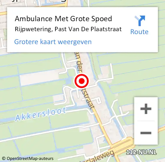 Locatie op kaart van de 112 melding: Ambulance Met Grote Spoed Naar Rijpwetering, Past Van De Plaatstraat op 24 augustus 2017 17:00