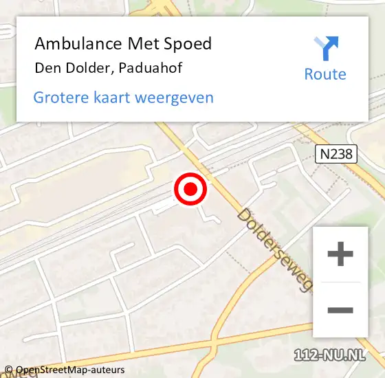 Locatie op kaart van de 112 melding: Ambulance Met Spoed Naar Den Dolder, Paduahof op 24 augustus 2017 17:48