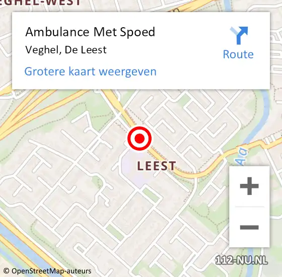 Locatie op kaart van de 112 melding: Ambulance Met Spoed Naar Veghel, De Leest op 24 augustus 2017 18:30