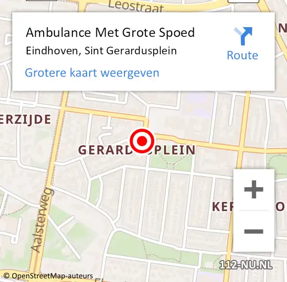 Locatie op kaart van de 112 melding: Ambulance Met Grote Spoed Naar Eindhoven, Sint Gerardusplein op 24 augustus 2017 20:56