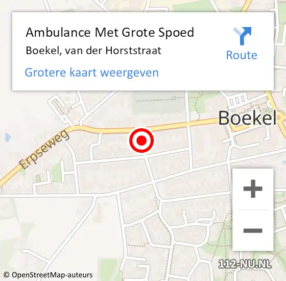 Locatie op kaart van de 112 melding: Ambulance Met Grote Spoed Naar Boekel, van der Horststraat op 24 augustus 2017 22:53